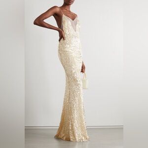 NWT Galvan London Hollywood Paillette-embellished Metallic Gown